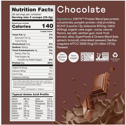 OWYN Only What You Need Vegan Protein Powder - Chocolate